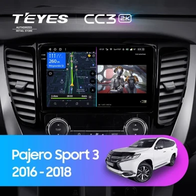 Штатная магнитола Teyes CC3 2K 6/128 Mitsubishi Pajero Sport 3 (2016-2018)