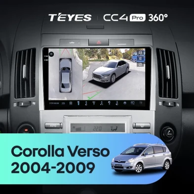 Штатная магнитола Teyes CC4 Pro 360 12/256 Toyota Corolla Verso AR10 (2004-2009) F2