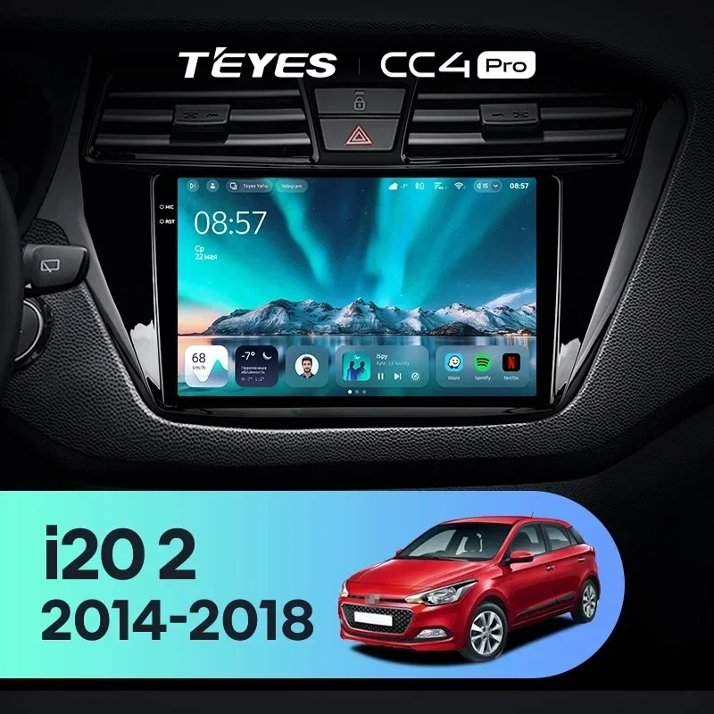 Штатная магнитола Teyes CC4 Pro 8/128 Hyundai i20 2 GB (2014-2018)