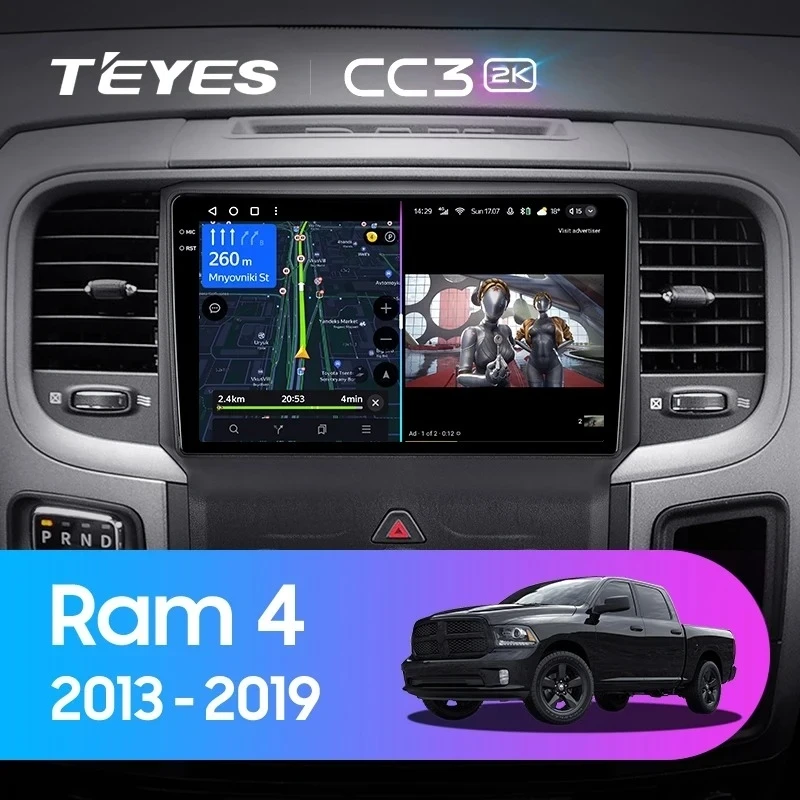 Штатная магнитола Teyes CC3 2K 4/32 Dodge Ram 4 DJ DS (2013-2019) F2