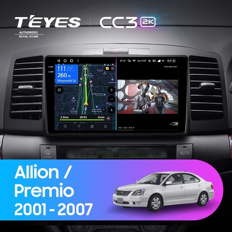 Штатная магнитола Teyes CC3 2K 6/128 Toyota Allion (2001-2007)