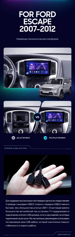 Штатная магнитола Teyes CC3L 4/32 Ford Escape (2007-2012) F1