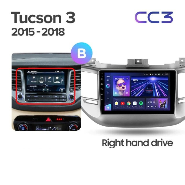 Штатная магнитола Teyes CC3 4/32 Hyundai Tucson 3 (2015-2018) Тип-B