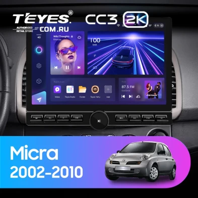 Штатная магнитола Teyes CC3 2K 6/128 Nissan Micra K12 (2002-2010) (13" с кнопками)