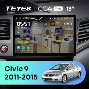 Штатная магнитола Teyes CC4 Pro 12/256 Honda Civic 9 FB FK FD (2011-2015) (13")