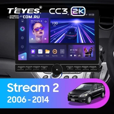Штатная магнитола Teyes CC3 2K 6/128 Honda Stream 2 (2006-2014) Правый руль (13" с кнопками)
