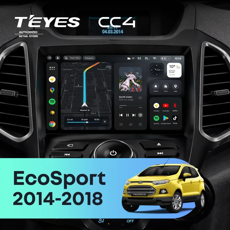 Штатная магнитола Teyes CC4 8/128 Ford EcoSport (2014-2018) F2