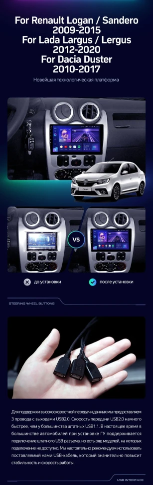 Штатная магнитола Teyes CC3L 4/32 Lada Largus (2012-2020)