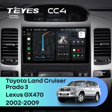 Штатная магнитола Teyes CC4 8/128 Toyota Land Cruiser Prado J120 (2002-2009) F1 Тип-A