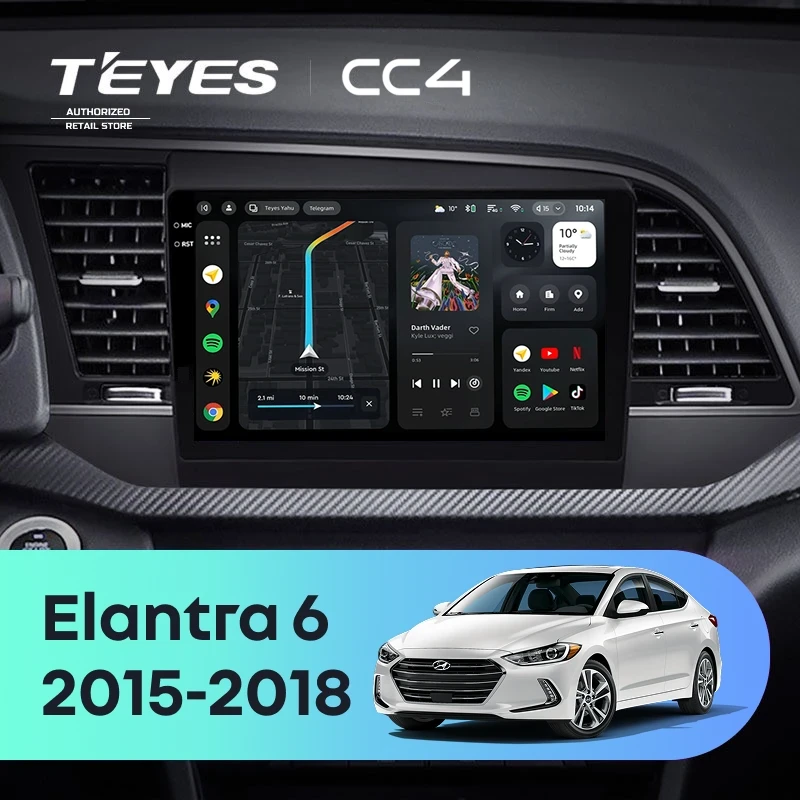 Штатная магнитола Teyes CC4 8/128 Hyundai Elantra 6 (2015-2018) Тип-A