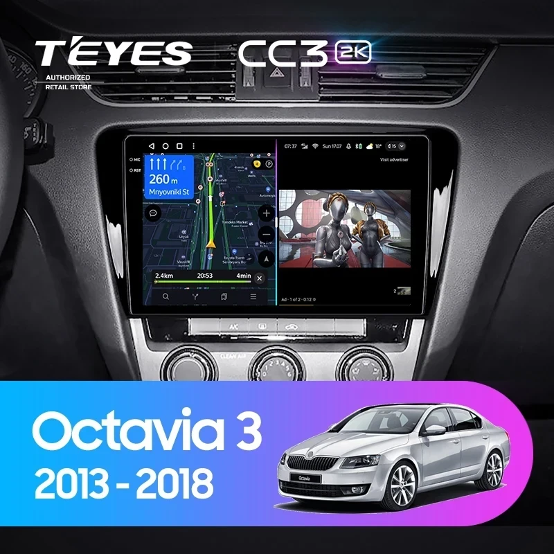 Штатная магнитола Teyes CC3 2K 4/64 Skoda Octavia 3 A7 (2013-2018) Тип-A