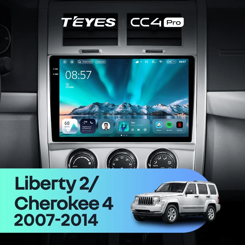 Штатная магнитола Teyes CC4 Pro 8/128 Cherokee 4 KK (2007-2014)