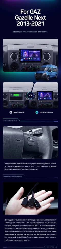 Штатная магнитола Teyes CC3 4/32 для GAZ Gazelle Next (2013-2021) F1