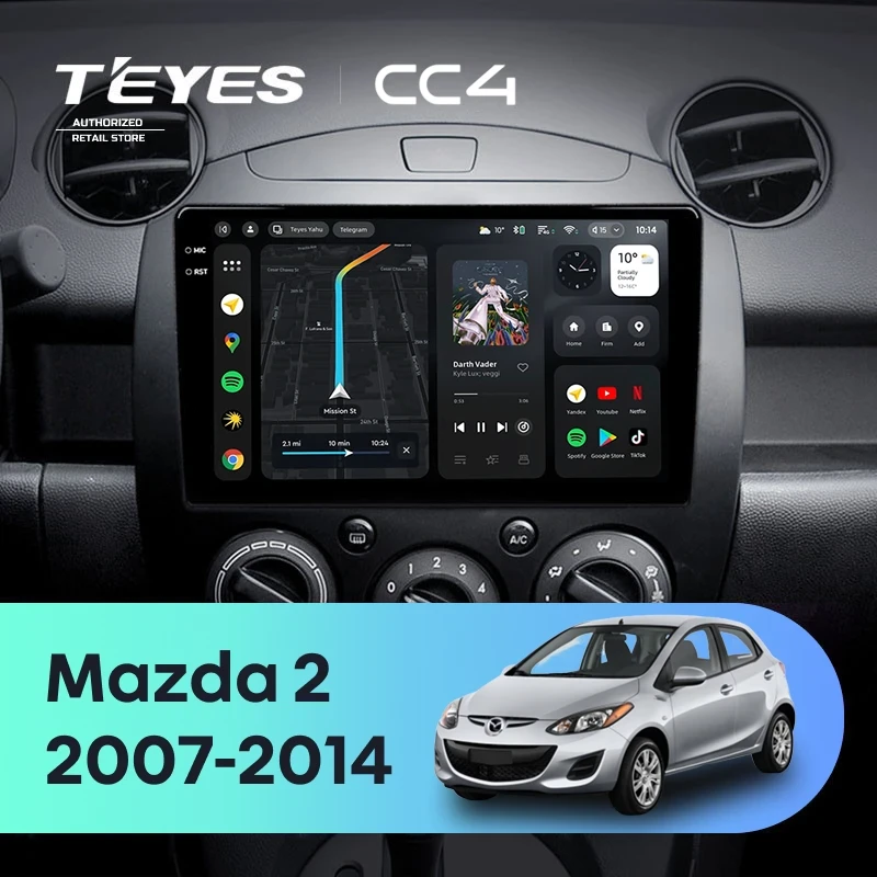 Штатная магнитола Teyes CC4 8/128 Mazda 2 DE (2007-2014)