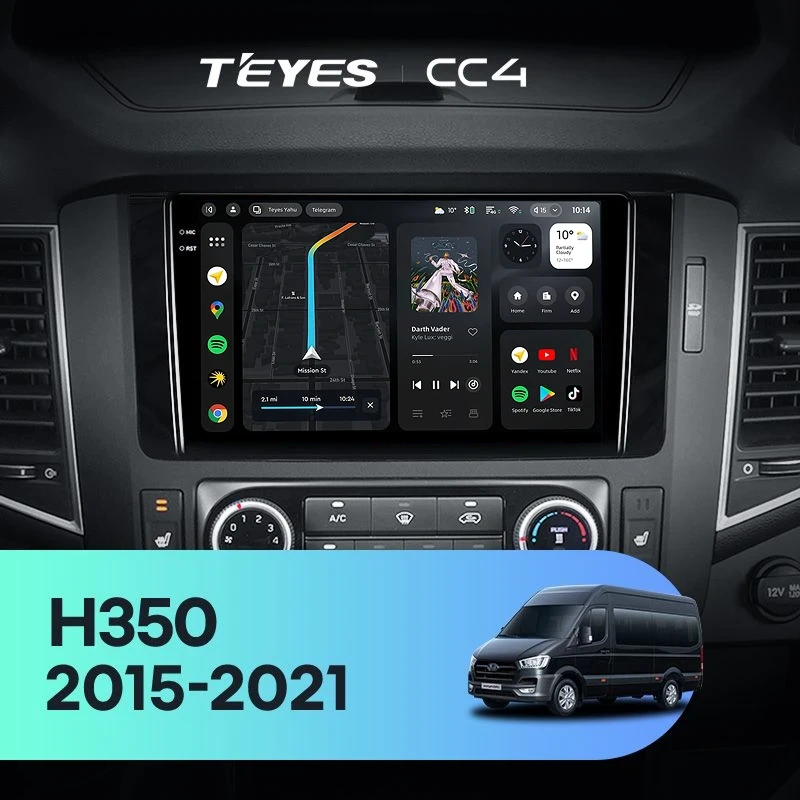Штатная магнитола Teyes CC4 8/128 Hyundai H350 (2015-2021)