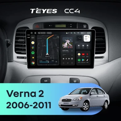 Штатная магнитола Teyes CC4 8/128 Hyundai Verna 2 (2006-2011)